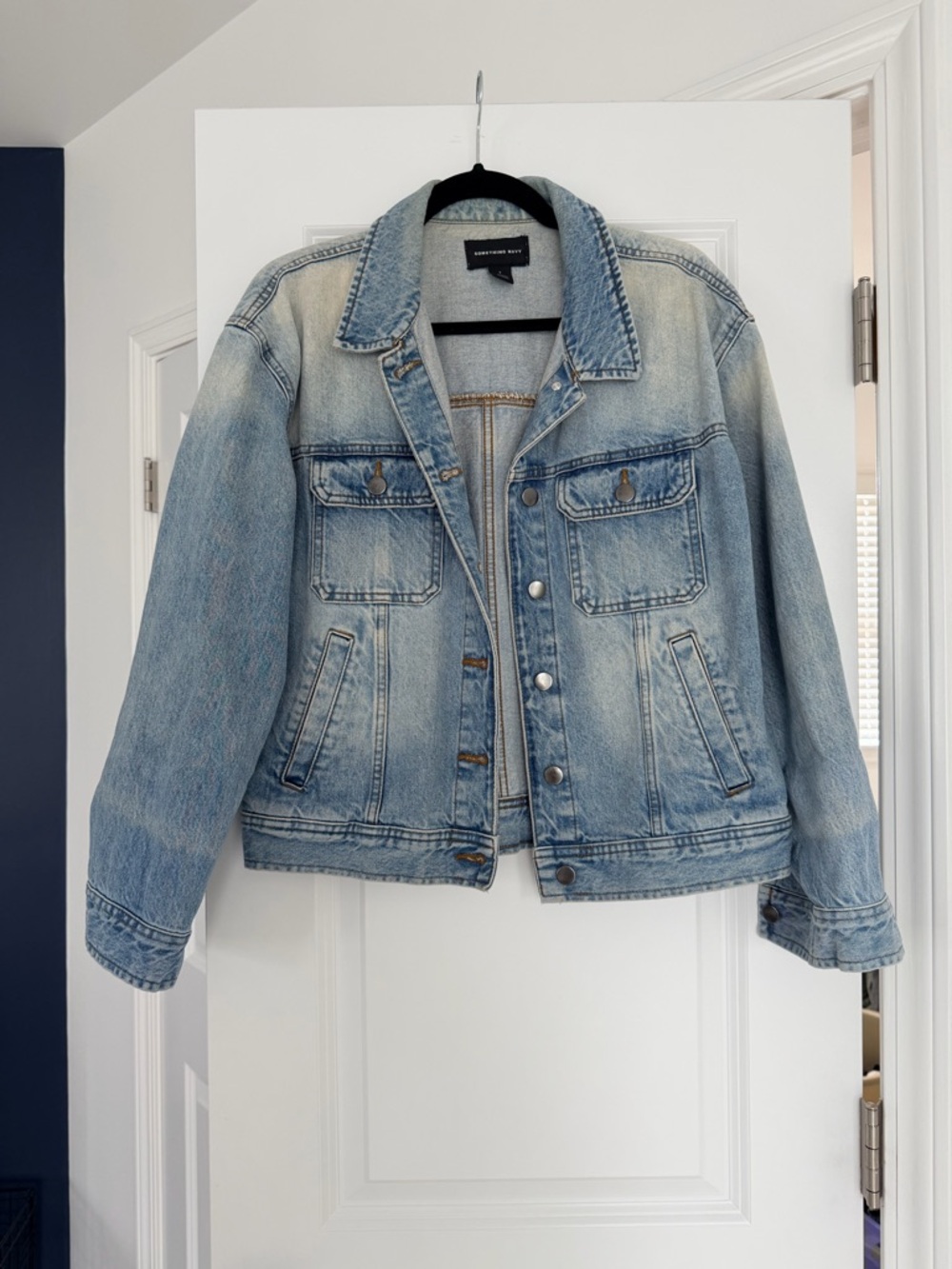 Something Navy Light Blue Washed Denim Jacket